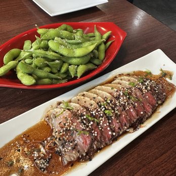 Thai Cuisine - Edamame and Yellowtail Tuna Tataki (sliced seared yellowtail) - Thai Near Me - Kingsport, Tennessee Thai Cuisine - Edamame and Yellowtail Tuna Tataki (sliced seared yellowtail) - Thai Near Me - Kingsport, Tennessee