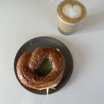 Santo Coffee - Spinach and cheese pastry, Panela latte - IG @bougiefoodieboi - Coffee & Tea Near Me - Seattle, Washington Santo Coffee - Spinach and cheese pastry, Panela latte - IG @bougiefoodieboi - Coffee & Tea Near Me - Seattle, Washington