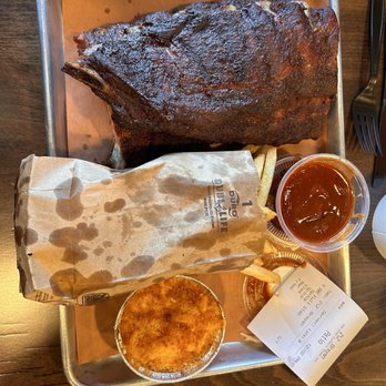 Smoque BBQ - Full slab of baby back ribs with fries, Mac and cheese I forget which bbq sauce I got - Barbeque Near Me - Chicago, Illinois Smoque BBQ - Full slab of baby back ribs with fries, Mac and cheese I forget which bbq sauce I got - Barbeque Near Me - Chicago, Illinois