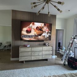 Cargopreme - 85 inch tv mounted, and accent wall installed by Cargopreme llc