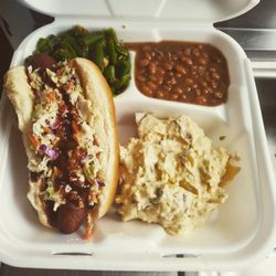 Southern Twain BBQ - Hickory or Reaper Smoked Sausages with 3 homemade sides!