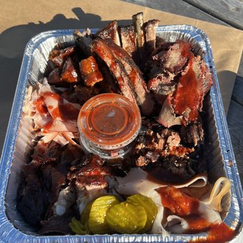 Jones Bar-B-Q - Sampler platter (minus the giant side of fries) - Barbeque Near Me - Kansas City, Kansas Jones Bar-B-Q - Sampler platter (minus the giant side of fries) - Barbeque Near Me - Kansas City, Kansas