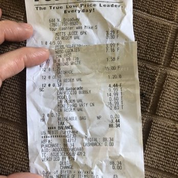 Food4Less - a receipt for a restaurant - Grocery Near Me - Escondido, California