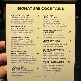 Puttshack - Nashville - Signature cocktails April 2024 - Mini Golf Near Me - Nashville, Tennessee