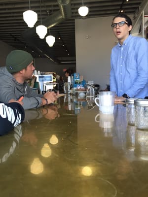 Photo of Bow Truss Coffee Roasters - Chicago, IL, US. Cool brass bar top, great coffee, super nice staff.