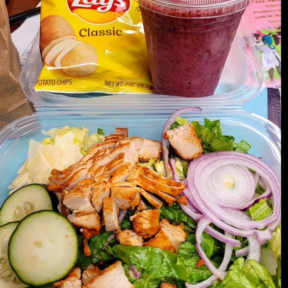 Aint She Sweet Cafe - Chicago Salad, Small Fresh Fruit Smoothie with 2 Fruits - Cafes Near Me - Chicago, Illinois Aint She Sweet Cafe - Chicago Salad, Small Fresh Fruit Smoothie with 2 Fruits - Cafes Near Me - Chicago, Illinois