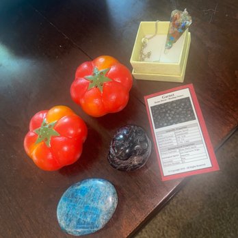 Timeless Treasures - garnet & apatite, salt & pepper shakers & a pendulum! - Gemstones & Minerals Near Me - Chico, California