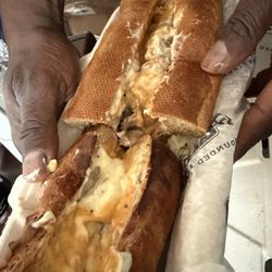 Firehouse Subs - First half has some meat. Second half - cheese and sauce only!