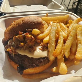 Zim’s Cafe - Burger week burger. Beef, gorgonzola cream, mushroom-bacon jam. - Sandwiches Near Me - Lexington, Kentucky Zim’s Cafe - Burger week burger. Beef, gorgonzola cream, mushroom-bacon jam. - Sandwiches Near Me - Lexington, Kentucky