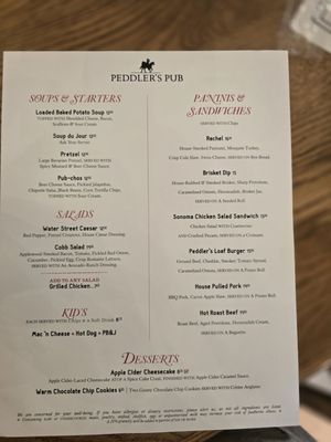 Menu photo 1 Peddler's Pub New Hope, PA