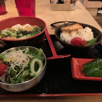 RAMEN-SAN - Express Lunch with the Miso Salmon and Tantan-San (comes with complimentary salad & cucumber) - Ramen Near Me - Chicago, Illinois RAMEN-SAN - Express Lunch with the Miso Salmon and Tantan-San (comes with complimentary salad & cucumber) - Ramen Near Me - Chicago, Illinois
