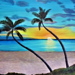 Paint Party Cafe - Blue Hawaii paint night!