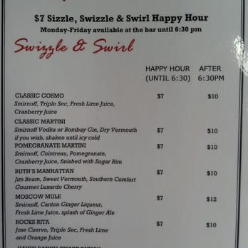 Ruth's Chris Steak House - happy hour drink menu - Steakhouses Near Me - Pasadena, California