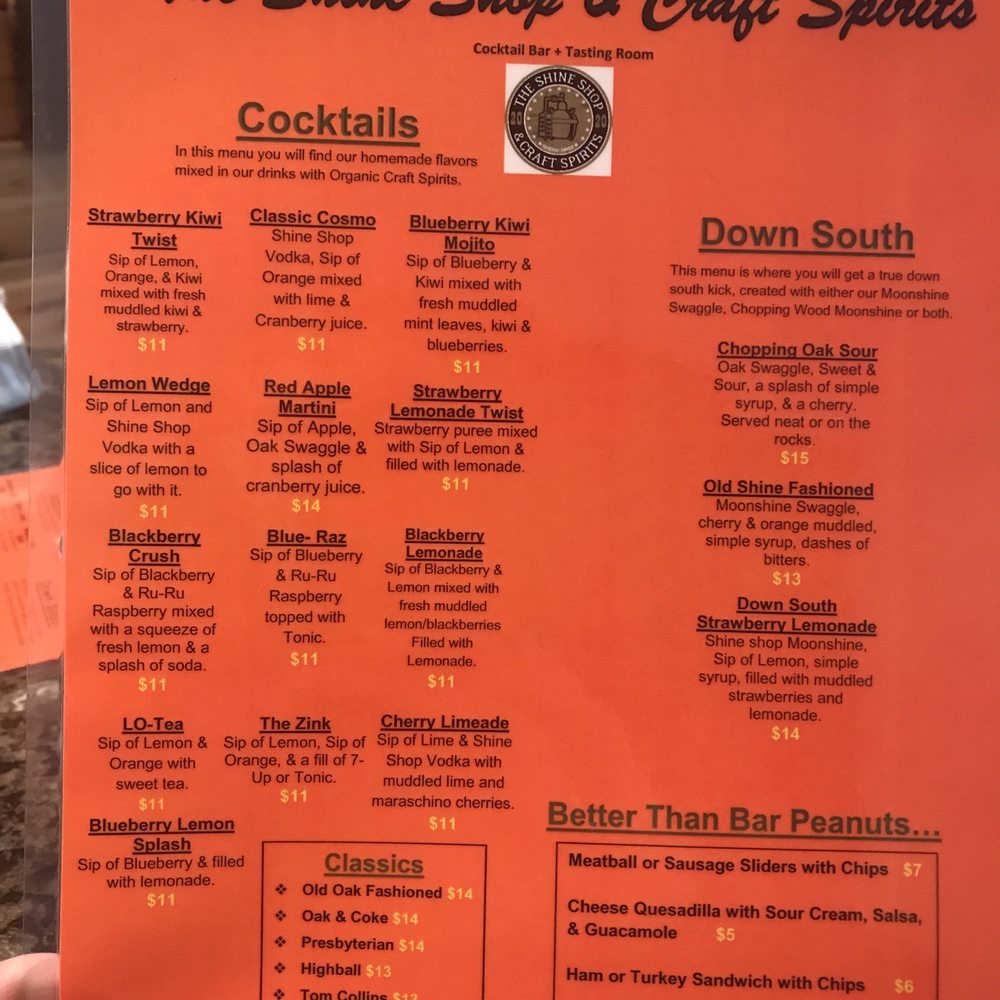 The Shine Shop & Craft Spirits - menu - Distilleries Near Me - Greeley, Colorado The Shine Shop & Craft Spirits - menu - Distilleries Near Me - Greeley, Colorado