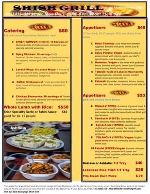 Menu photo 8 Shish Grill San Ramon, CA Menu photo 8 Shish Grill San Ramon, CA