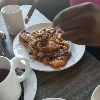 State Fare - Chicken and Waffles. Very savory waffles, but bland chicken. - Breakfast & Brunch Near Me - Catonsville, Maryland