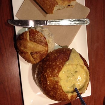 Panera Bread - Cheddar Broccoli in a bread bowl. Served with a slice of French bread. - Sandwiches Near Me - Olympia, Washington Panera Bread - Cheddar Broccoli in a bread bowl. Served with a slice of French bread. - Sandwiches Near Me - Olympia, Washington