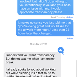 Anytime Fitness - In her words, " DO NOT TEXT ME ON MY BREAK." Granted, she doesn't even have a scheduled break. She's the greatest.
