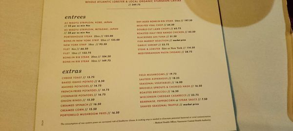 Menu photo 2 Gotham Steakhouse & Bar Vancouver, BC