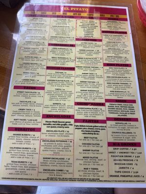 Menu photo 1 El Pitayo Mexican Kitchen Jarrell, TX