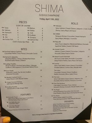 Menu photo 8 SHIMA Sushi & Champagne Islamorada, FL Menu photo 8 SHIMA Sushi & Champagne Islamorada, FL