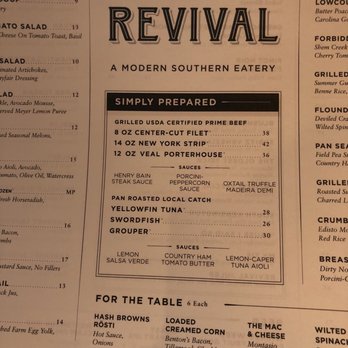 Revival - Menu - Southern Near Me - Charleston, South Carolina