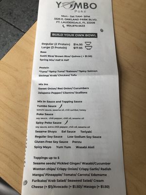 Menu photo 1 Yumbo Poke Fort Lauderdale, FL
