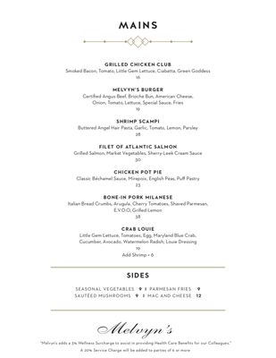 Menu photo 8 Melvyn’s at the Ingleside Estate Palm Springs, CA