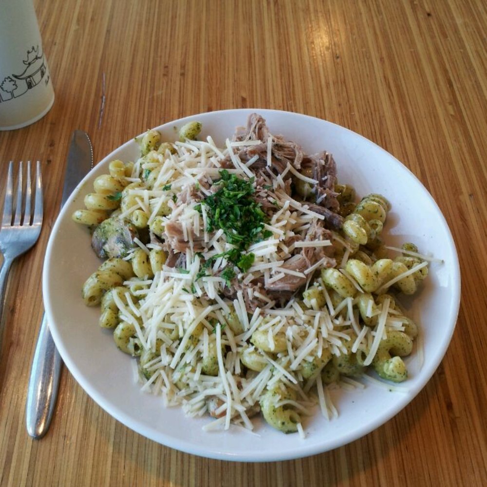 Cavatappi with pork.