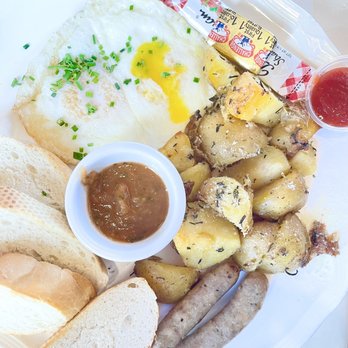 Red House Cafe - Country Style Breakfast with sausage and eggs, over easy - Breakfast & Brunch Near Me - Pacific Grove, California Red House Cafe - Country Style Breakfast with sausage and eggs, over easy - Breakfast & Brunch Near Me - Pacific Grove, California