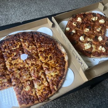 Fresh Brothers - Burnt hawaiian pizza and burnt charcotta pizza - Chicken Wings Near Me - Newport Beach, California