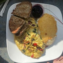 Grits omelette and jam! Grits omelette and jam!