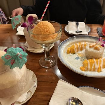 Weera Thai - Rainbow - Mango sticky rice, fresh mango ice cream, and fresh coconut water - Thai Near Me - Las Vegas, Nevada Weera Thai - Rainbow - Mango sticky rice, fresh mango ice cream, and fresh coconut water - Thai Near Me - Las Vegas, Nevada