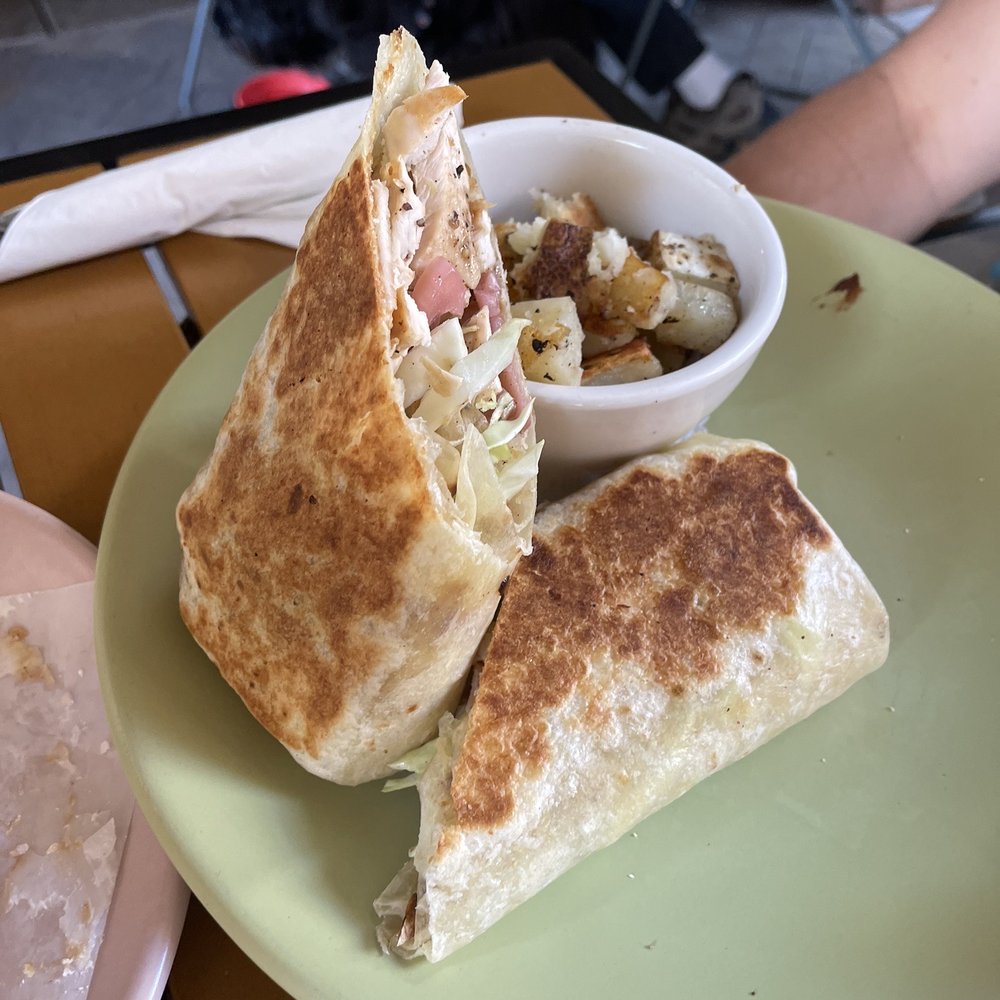 Le Buzz Caffe - Red eyed chicken tacos ($12.50) with potatoes - Coffee & Tea Near Me - Tucson, Arizona Le Buzz Caffe - Red eyed chicken tacos ($12.50) with potatoes - Coffee & Tea Near Me - Tucson, Arizona