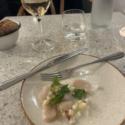 Scallop ceviche with kohlrabi and radishes. Scallop ceviche with kohlrabi and radishes.