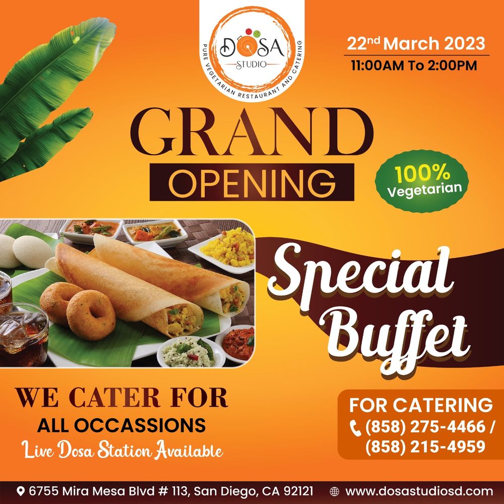 Dosa Studio Pure Vegetarian Restaurant & Catering, San Diego Roadtrippers