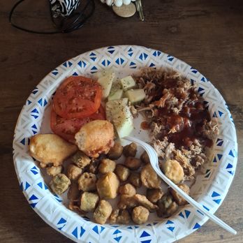 Simply Good BBQ - Bbq fried okra fried bread and fresh sliced tomato - Barbeque Near Me - Defuniak Spring, Florida Simply Good BBQ - Bbq fried okra fried bread and fresh sliced tomato - Barbeque Near Me - Defuniak Spring, Florida