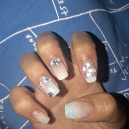 White ombré base w/blue detail designs