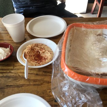 Mini Kabob - Garlic dip, hummus, and bread - Armenian Near Me - Glendale, California