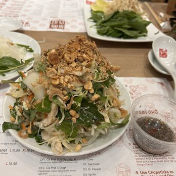 Di An Pho - Gỏi gà that comes with the phở gà, all the meat is on the gỏi gà plate, there will be no meat in the soup bowl. - Noodles Near Me - Houston, Texas