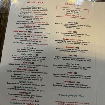 Kassab's Restaurant - Menu - Mediterranean Near Me - Pittsburgh, Pennsylvania