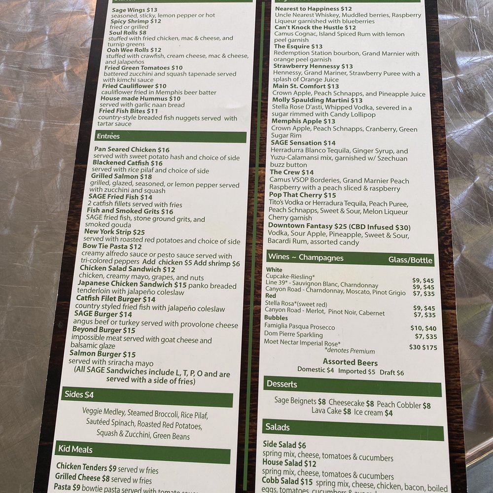 Sage Restaurant - Menu - American Near Me - Memphis, Tennessee Sage Restaurant - Menu - American Near Me - Memphis, Tennessee
