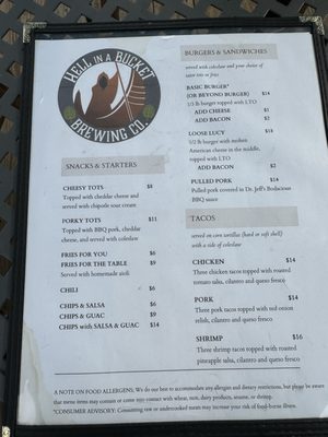 Menu photo 3 Hell In A Bucket Brewery Marietta, PA