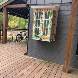On the side of the patio of this delightful "rest stop" on the Capital Trail in Williamsburg. On the side of the patio of this delightful "rest stop" on the Capital Trail in Williamsburg.