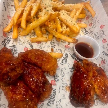 Bonchon Colony - French fries and extra dipping sauce - Chicken Wings Near Me - Lewisville, Texas