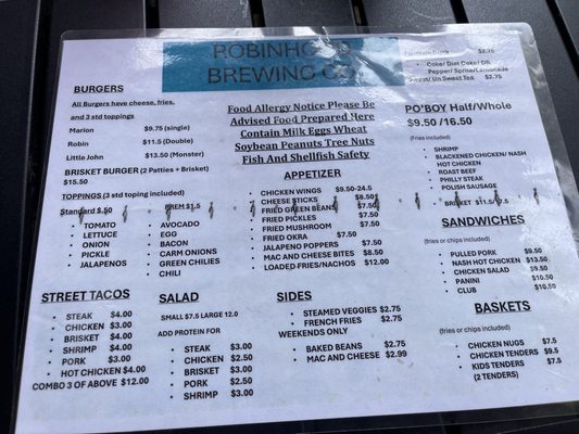 Menu photo 1 Robinhood Brewing Iuka, MS Menu photo 1 Robinhood Brewing Iuka, MS