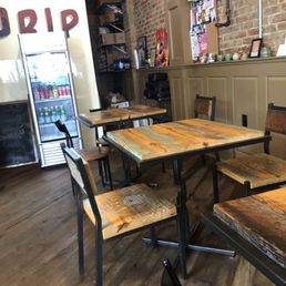 Sitting area three little tables