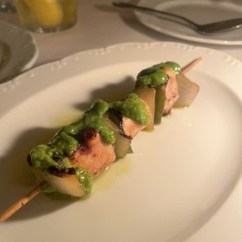 Crevette - octopus and harissa skewer - Seafood Near Me - New York, New York