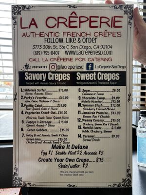 Menu photo 1 La Creperie San Diego, CA Menu photo 1 La Creperie San Diego, CA