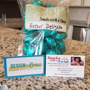 Snacks With a Twist - Pretzel Delights - creamy peanut butter fluff sandwiched between 2 pretzels and drenched in Dark Chocolate blend or white chocolate. - Desserts Near Me - Pickerington, Ohio